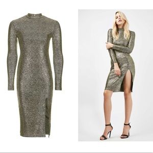 Topshop Foil Spot Midi Dress